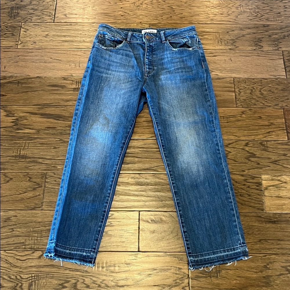 DL1961 Women's High Rise Cropped Straight Jeans in Faded Blue
